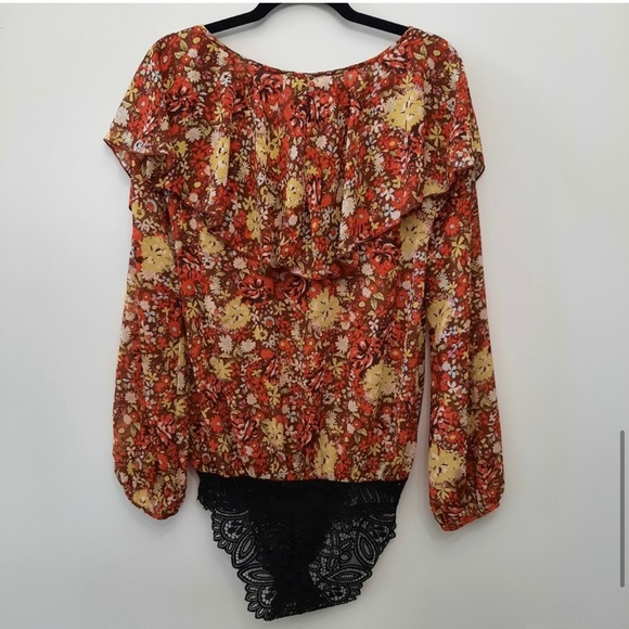 Free People Say It To Me Bodysuit Long Balloon Sleeve small - Picture 8 of 8